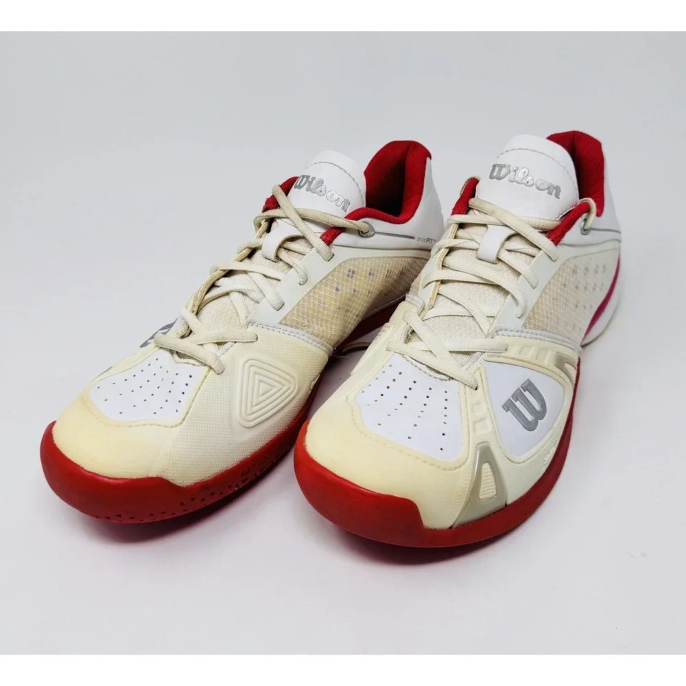 Wilson Tennis Shoes Men's Size 9.5 White Red Rush Pro Court Athletic Sneaker - Picture 2 of 10